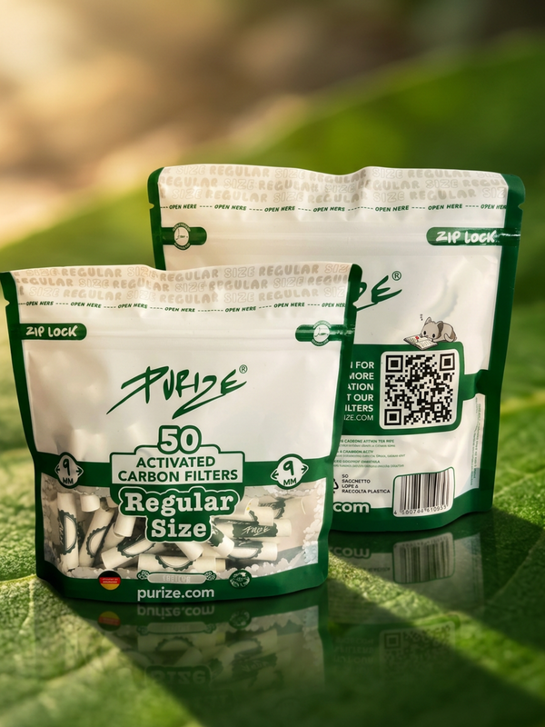 PURIZE Aktivkohlefilter Regular Size 9 mm - 50 Stück - Weiß